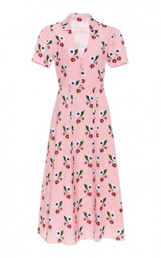 Borgo De Nor Adelaide Floral-Print Crepe De Chine Dress Pink