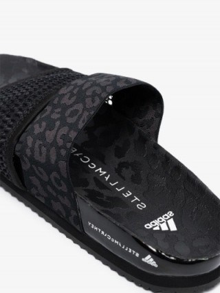 adidas Black Stella-Lette Leopard Print Sandals - flipped