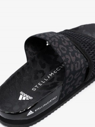 adidas Black Stella-Lette Leopard Print Sandals