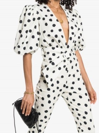 Adriana Degreas Puff-Sleeve Polka-Dot Bodysuit / glamorous dots - flipped