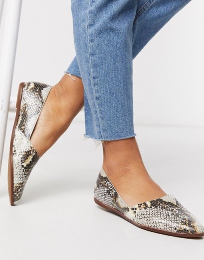 ALDO Blanchette leather flat shoes in snake print | essential casual flats