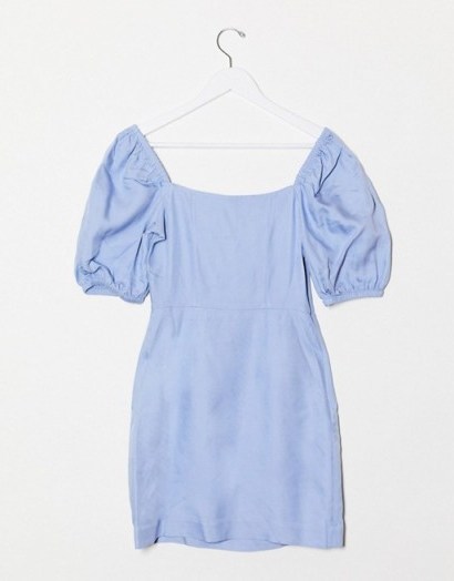 & Other Stories bold shoulder mini dress in cornflower blue - flipped