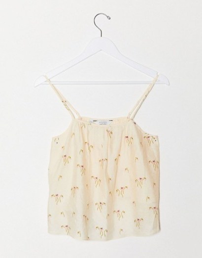 & Other Stories floral embroidered swing cami in cream / summer camisole - flipped