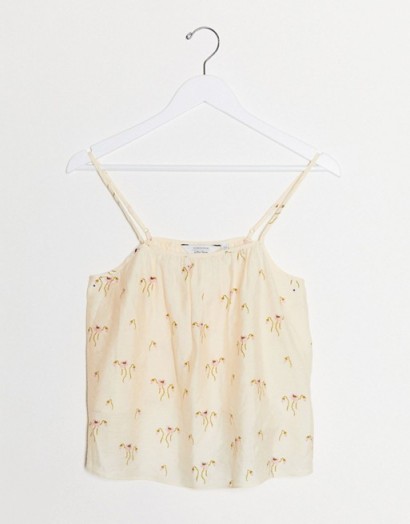 & Other Stories floral embroidered swing cami in cream / summer camisole