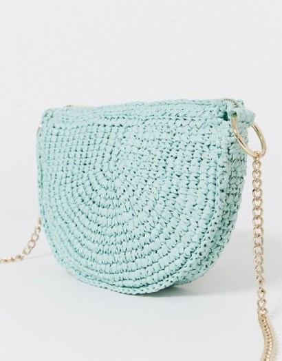 & Other Stories half moon straw bag in green - flipped