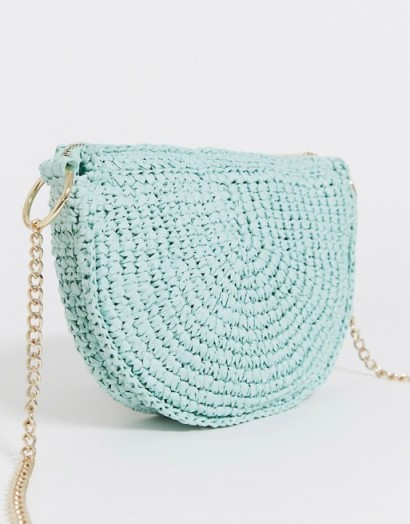 & Other Stories half moon straw bag in green
