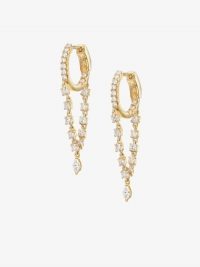 Anita Ko 18K Yellow Gold Sienna Diamond Drop Huggie Hoop Earrings / glamorous huggies