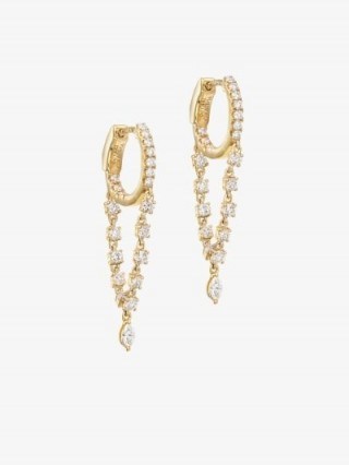 Anita Ko 18K Yellow Gold Sienna Diamond Drop Huggie Hoop Earrings / glamorous huggies - flipped
