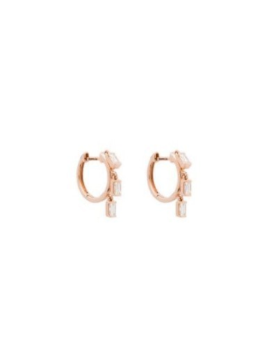 ANITA KO 18kt rose gold baguette diamond hoop earrings | small luxe hoops - flipped