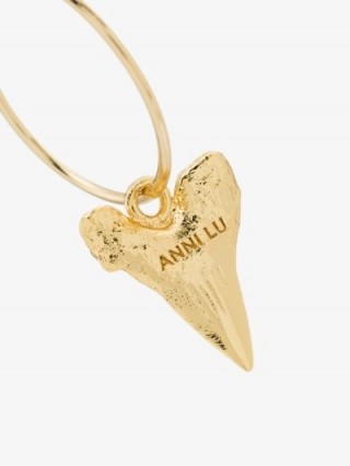 Anni Lu 18K Gold-Plated Bite Me Hoop Earrings | shark tooth pendant hoops