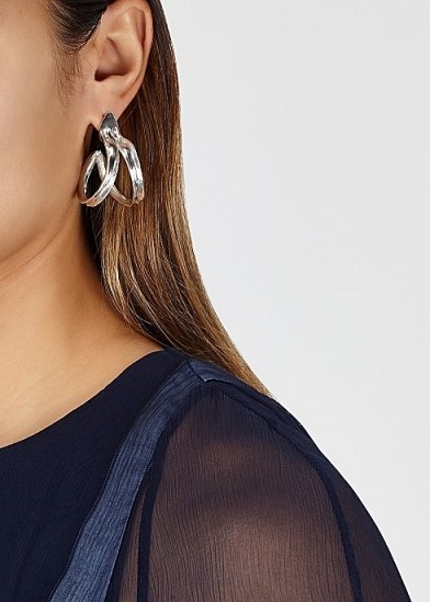 ARIANA BOUSSARD-REIFEL Double Kiki sterling silver hoop earrings / textured double split hoops - flipped