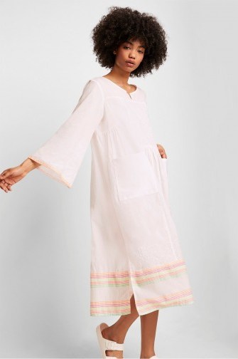 French Connection ARINA EMBROIDERED SMOCK DRESS WHITE MULTI | lightweight day dresses - flipped