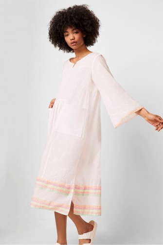 French Connection ARINA EMBROIDERED SMOCK DRESS WHITE MULTI | lightweight day dresses