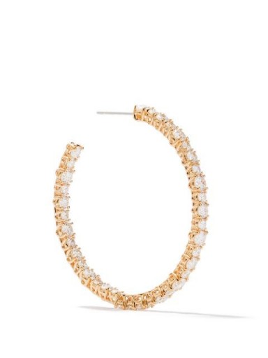AS29 18k yellow gold round diamond medium hoop earrings / luxe hoops / diamonds
