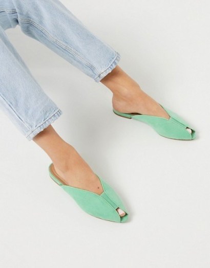ASOS DESIGN Lido peep toe ballet flats in mint green - flipped
