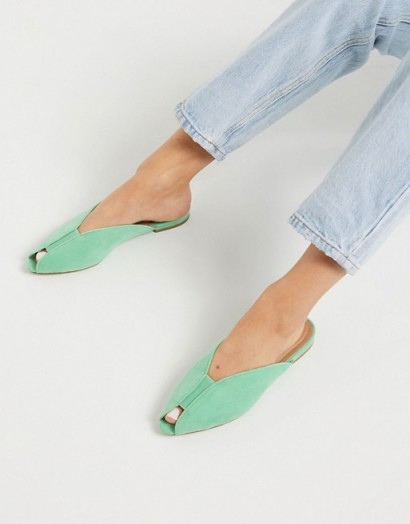 ASOS DESIGN Lido peep toe ballet flats in mint green