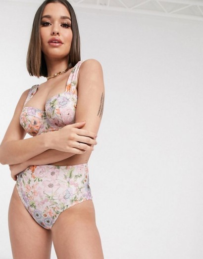 ASOS DESIGN recycled fuller bust underwired bikini in watercolour floral print