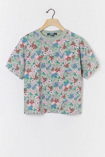 Eva Franco Kei Floral-Print Sweatshirt Turquoise - flipped