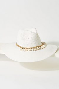 Emai Shell-Detailed Rancher / white wide-brim shell embellished hats
