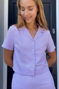 Urban Renewal Inspired By Vintage Lilac Gingham Cropped Shirt – summer checks