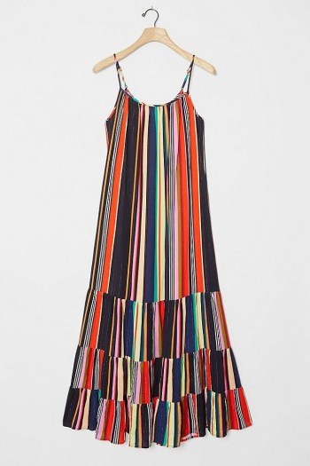 Farm Rio Rainbow Tiered Maxi Dress ~ multicoloured sundress - flipped