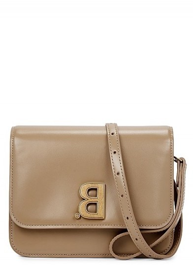 BALENCIAGA B. beige leather cross-body bag ~ designer crossbody bags - flipped