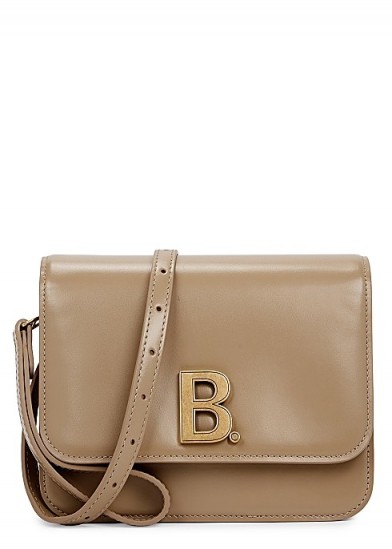 BALENCIAGA B. beige leather cross-body bag ~ designer crossbody bags