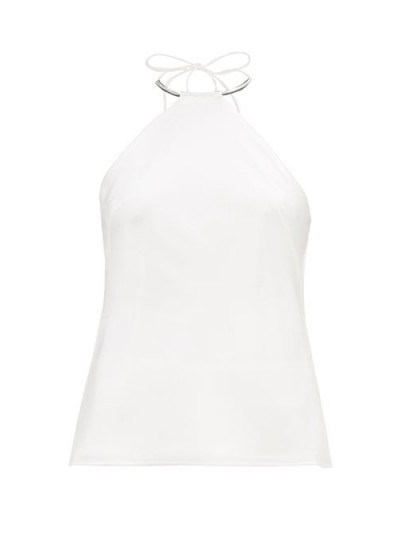 GALVAN Bari metal-collar halter-neck satin camisole ~ white halterneck cami - flipped