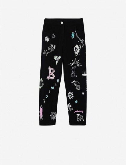 BARRIE Symbol-embroidered straight high-rise cashmere trousers - flipped