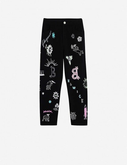 BARRIE Symbol-embroidered straight high-rise cashmere trousers