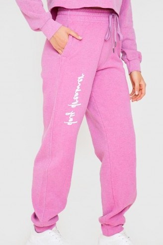 BILLIE FAIERS PINK ‘DAY DREAMER’ JOGGING BOTTOMS – slogan joggers - flipped