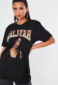 MISSGUIDED black aaliyah graphic oversized t shirt