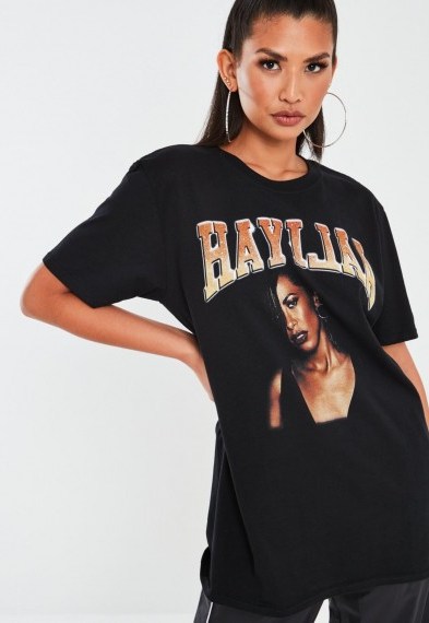 MISSGUIDED black aaliyah graphic oversized t shirt - flipped