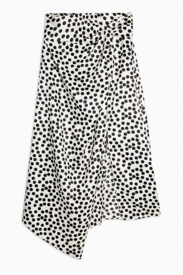 Topshop Black And White Spot Print Sarong | mono asymmetric skirts