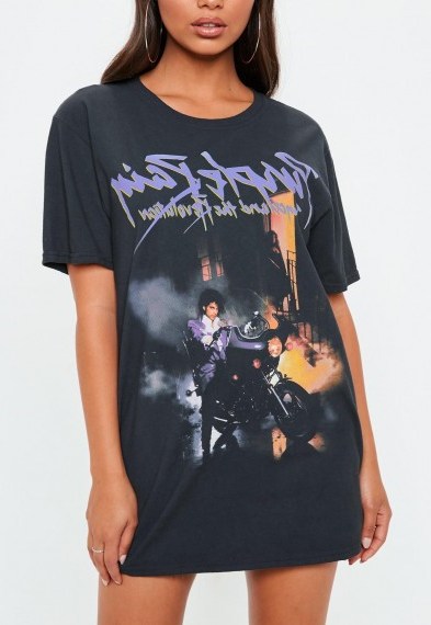 MISSGUIDED black prince purple rain graphic t shirt / printed tee - flipped