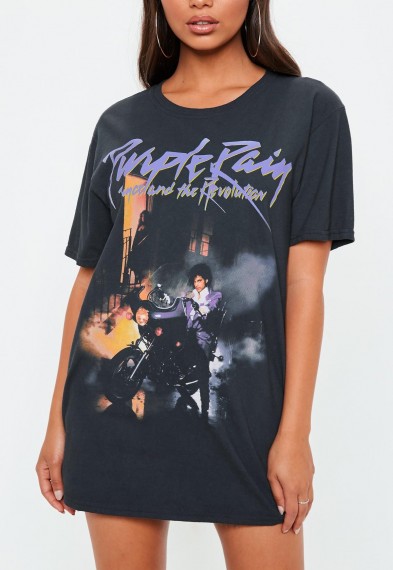 MISSGUIDED black prince purple rain graphic t shirt / printed tee