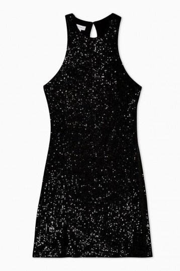 Topshop Black Racer Sequin Mini Dress | glamorous LBD - flipped