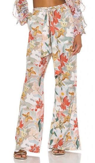 BOAMAR Coastal Breeze Olas Pants Foliage Print | flowery tie waist trousers - flipped