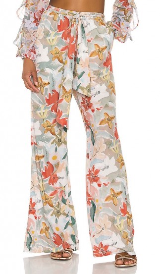 BOAMAR Coastal Breeze Olas Pants Foliage Print | flowery tie waist trousers