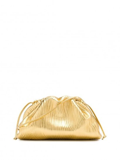 BOTTEGA VENETA mini The Pouch gold-leather crossbody bag - flipped