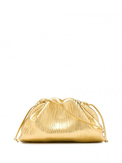BOTTEGA VENETA mini The Pouch gold-leather crossbody bag