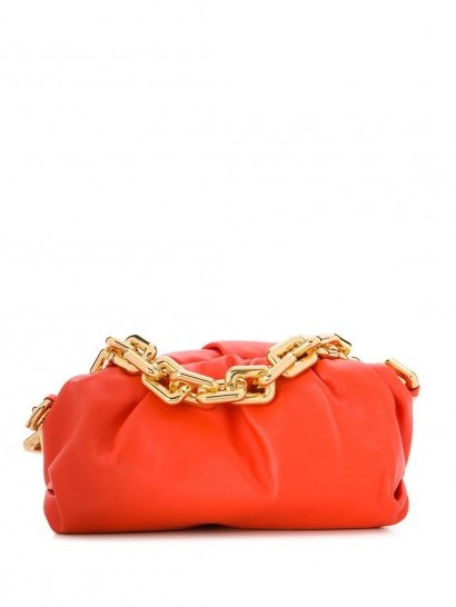 BOTTEGA VENETA The Chain Pouch shoulder bag in orange leather - flipped