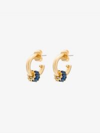 Brinker & Eliza Gold Tone Pinkie Swear Sapphire Hoop Earrings | blue sapphires