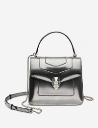 BVLGARI Serpenti Forever metallic silver-leather cross-body bag – glamorous handbags