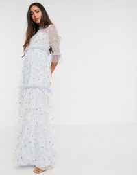By Malina Alva embroidered maxi dress in blue | garden party fashion | summer parties