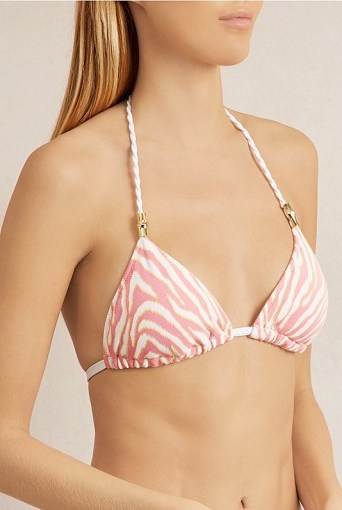 heidi klein Cape Town Rope Padded Triangle Bikini Top Pink Zebra ~ halter bikinis - flipped