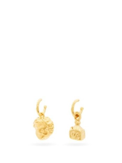 ALIGHIERI Casella and the Music 24kt gold-plated earrings ~ mismatched drops - flipped