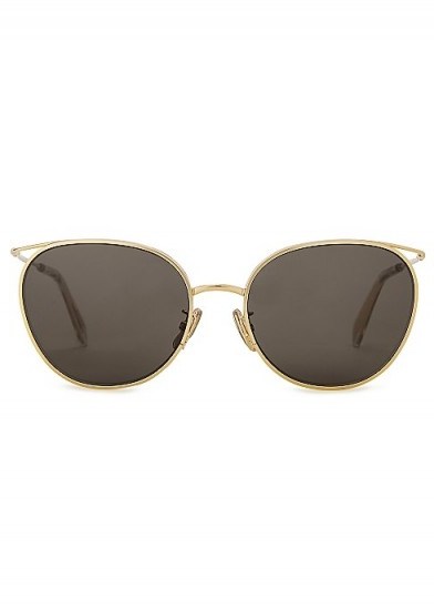CELINE EYEWEAR Gold-tone oval-frame sunglasses | metal rimmed sunnies - flipped