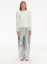 tibi Chalky Drape Sculpted Shoulder Top White | puff shoulders - flipped