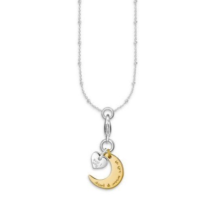 Thomas Sabo Charm Necklace Moon & Heart I Love You To The Moon & Back – charms – pendant necklaces - flipped